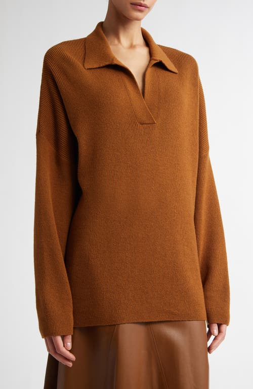 FFORME FFORME LOUISE MERINO WOOL & CASHMERE RIB POLO SWEATER