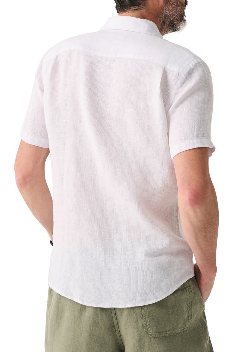 Men's Laguna Short Sleeve Linen Button-Up Shirt, Alternate, color, WHITE BASKETWEAVE