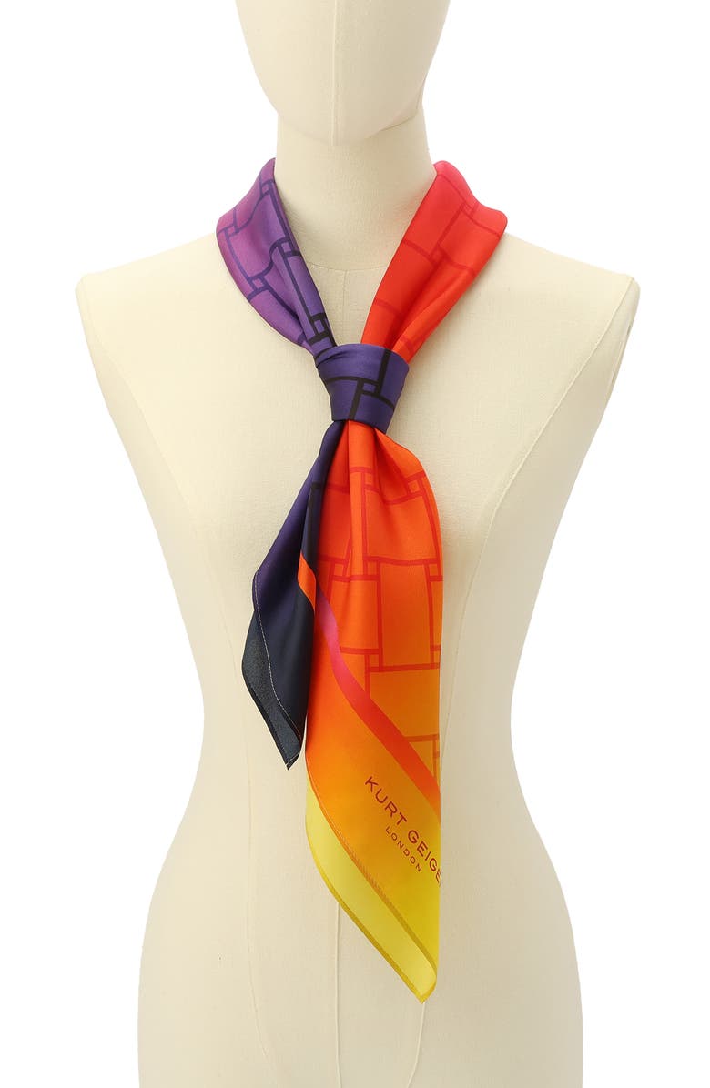 Kurt Geiger London Ombré Print Silk Square Scarf, Alternate, color, Classic Rainbow