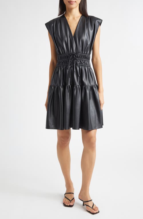 Derek Lam 10 Crosby Tora Faux Leather Fit & Flare Dress In Blue