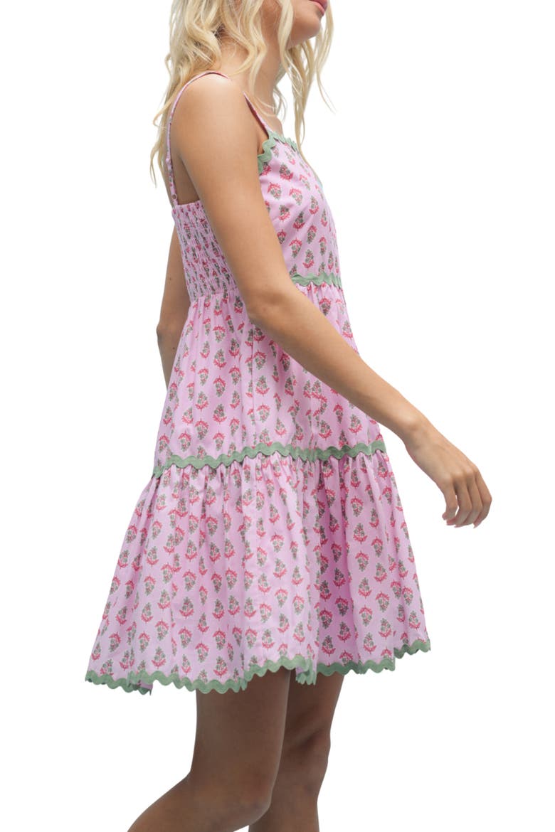 Floral Rickrack Trim Tiered Dress, Alternate, color, PUNCH/ SAGE