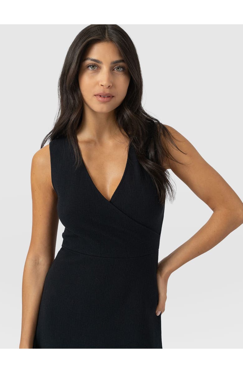 Saint + Sofia Sleeveless Maggie Wrap Dress, Alternate, color, Black Textured