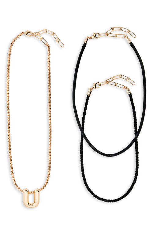 Open Edit Set Of 3 Interchangeable Initial Pendant Necklaces