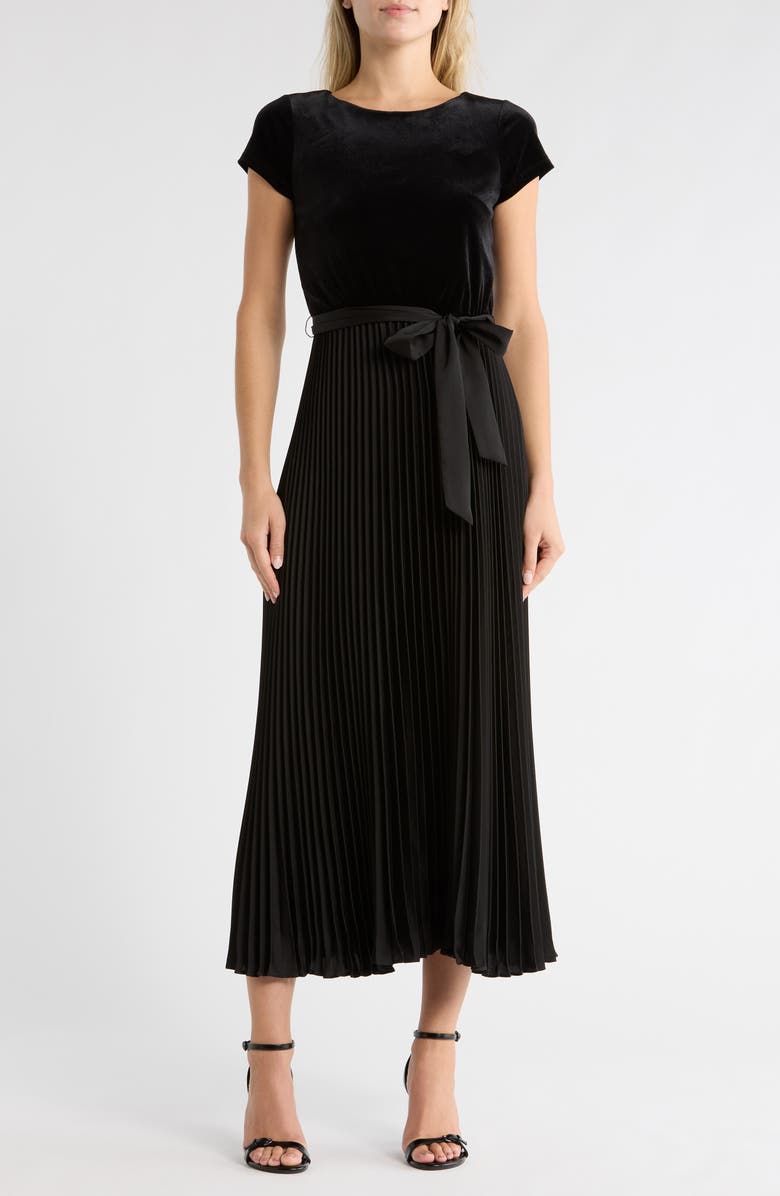 SANDRA DARREN Velvet Bodice Pleated Midi Dress | Nordstromrack
