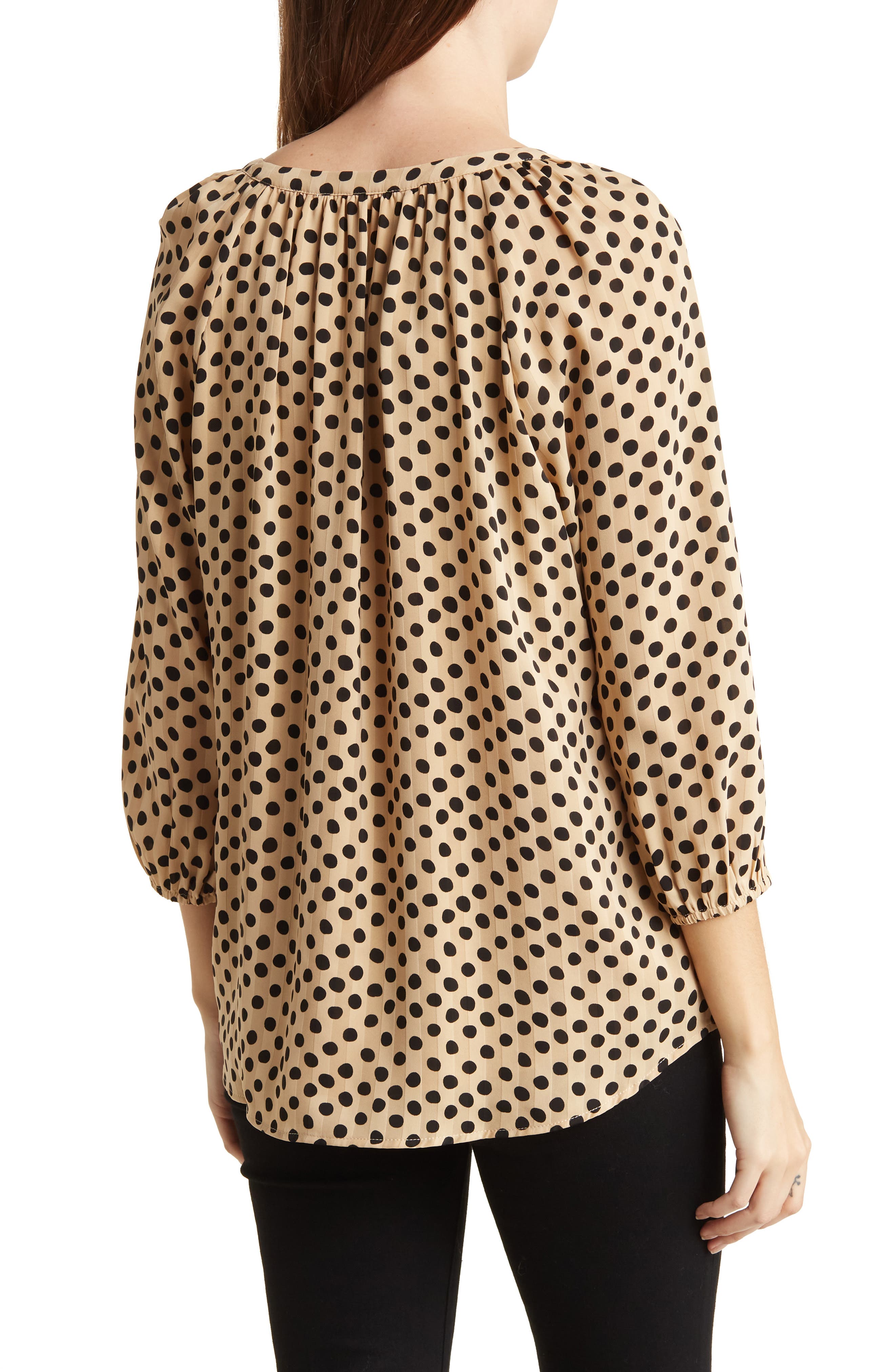 DR2 by Daniel Rainn Jacquard Dot Tassel Tie Blouse (Women) | Nordstromrack