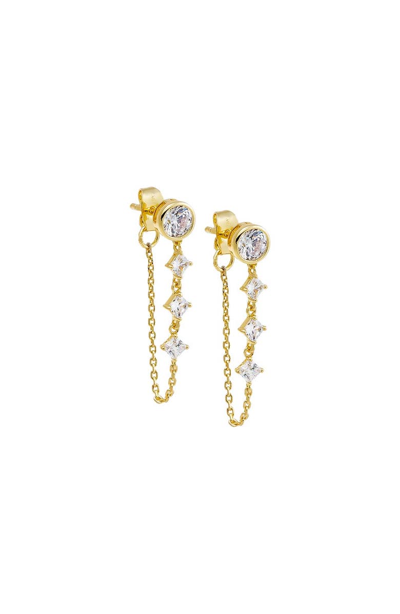 BY ADINA EDEN Multi CZ Front Back Drop Chain Stud Earring, Main, color,