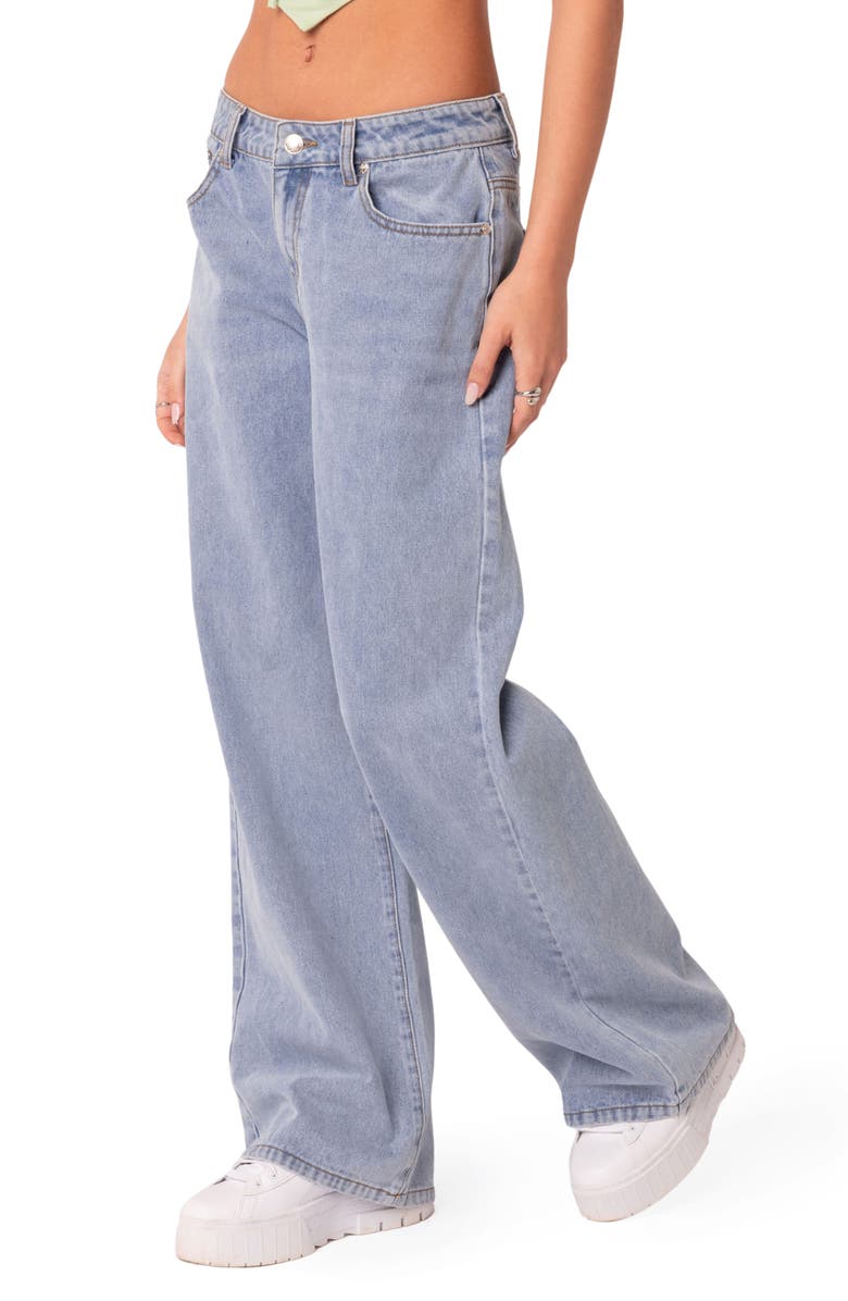 EDIKTED Raelynn Wide Leg Jeans, Alternate, color, Blue