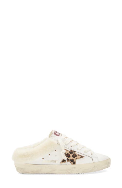 Golden Goose Super-star Sabot Geniune Shearling Mule Sneaker In White/leopard/beige