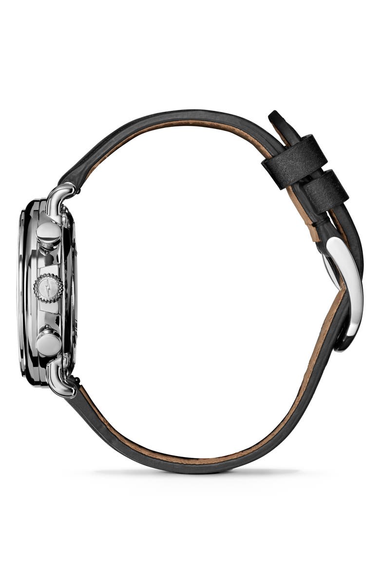 Shinola Runwell Chronograph Leather Strap Watch, 37mm, Alternate, color, Black