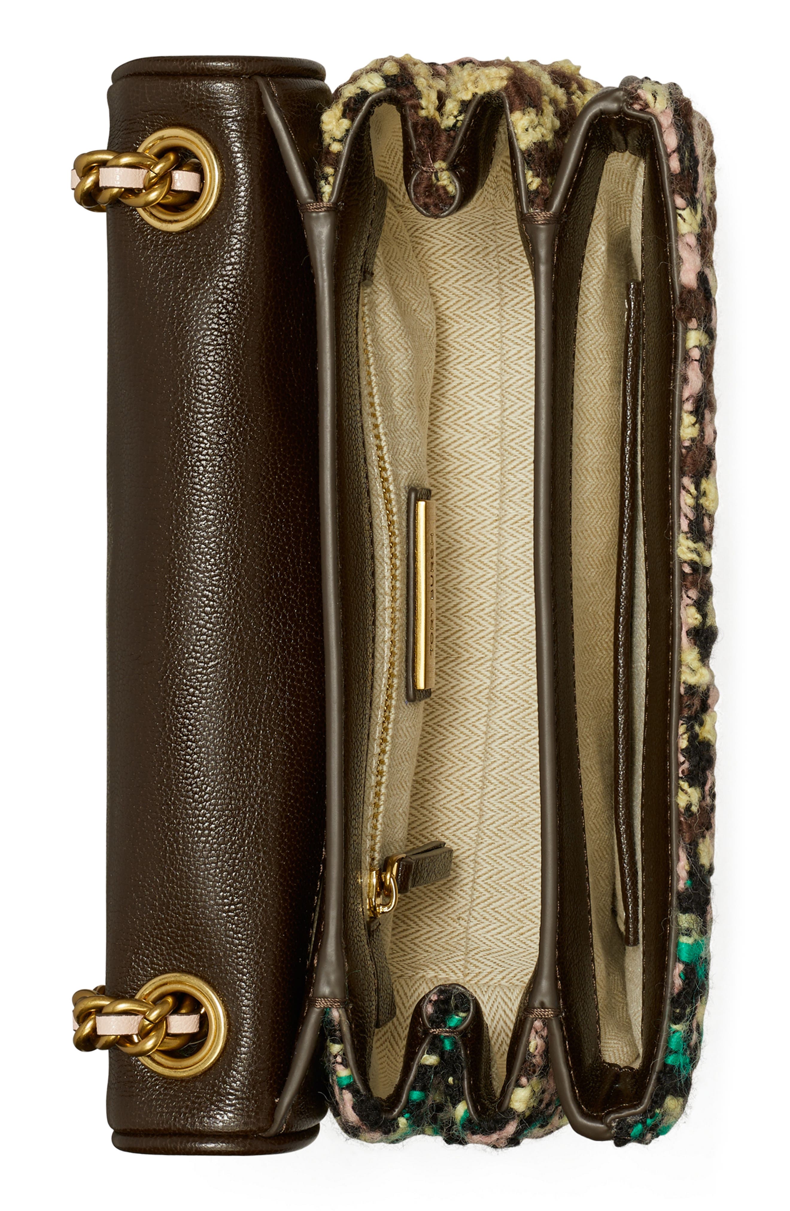 Tory Burch Small Fleming Tweed Wool Blend Convertible Shoulder Bag, Alternate, color, 