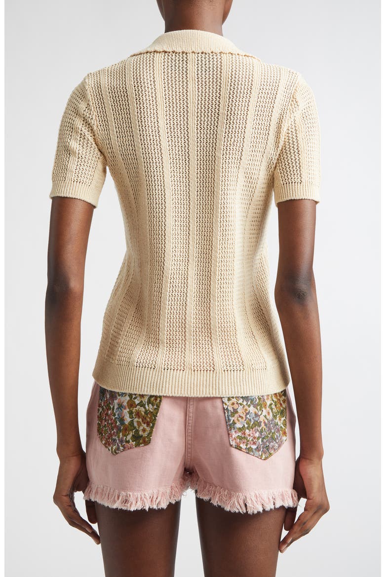 Cherryfic Open Knit Polo Sweater, Alternate, color, IVORY