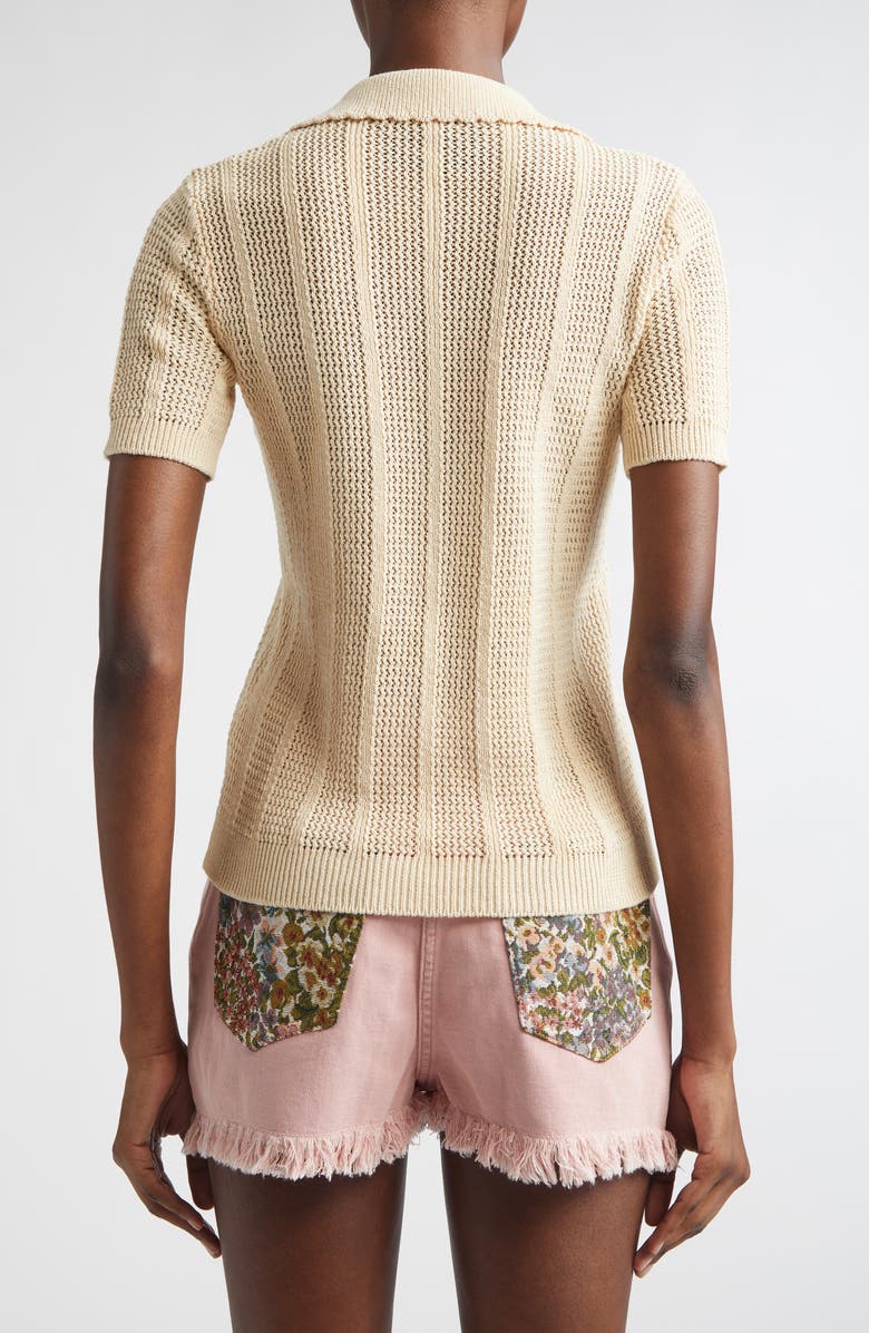 Valentino Cherryfic Open Knit Polo Sweater, Alternate, color, Ivory
