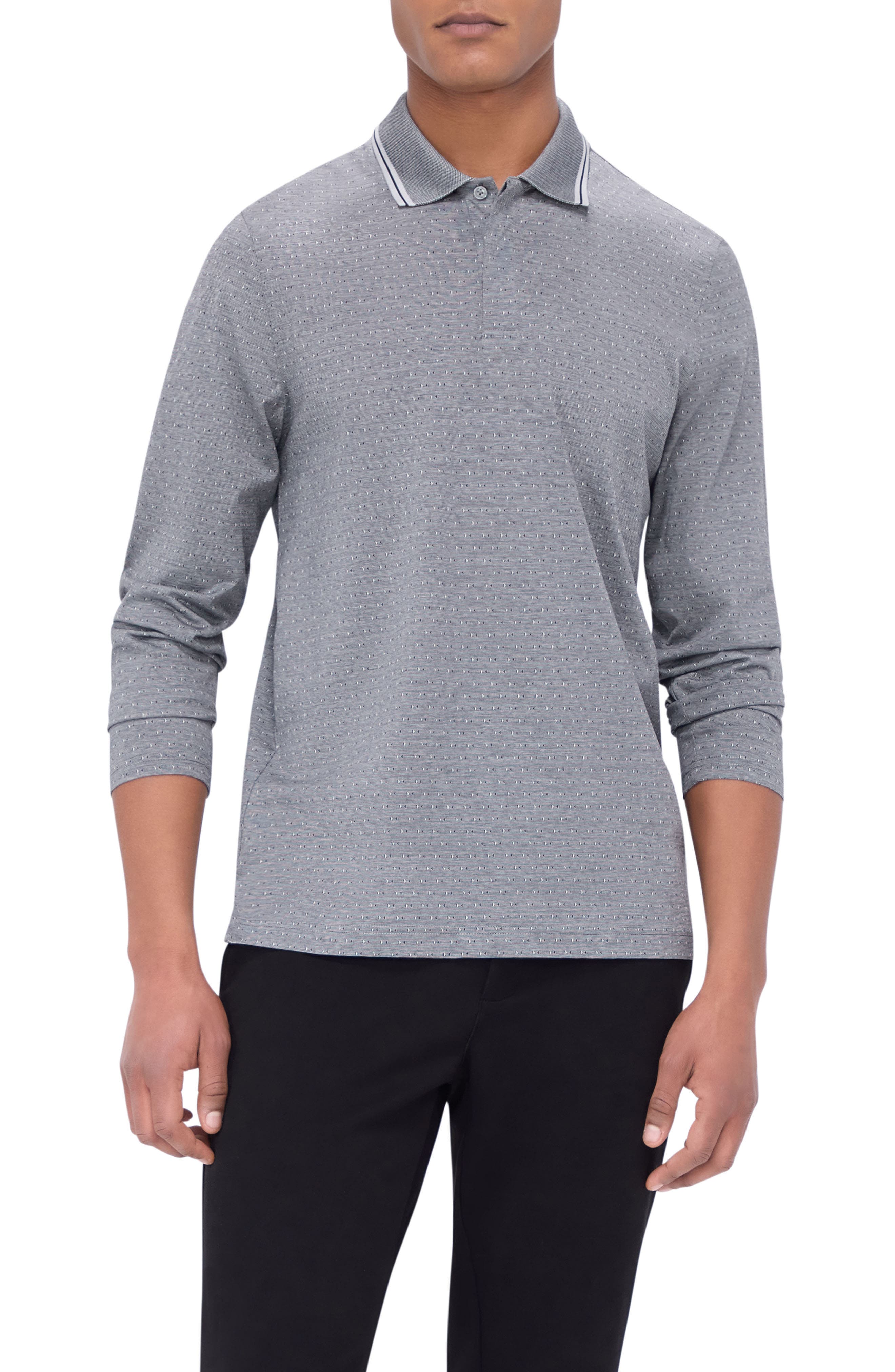 Bugatchi Jacquard Long Sleeve Polo