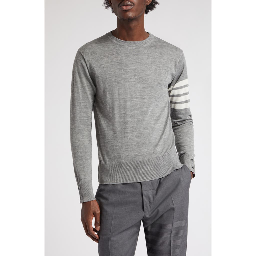 Thom Browne 4-bar Merino Wool Sweater In Gray