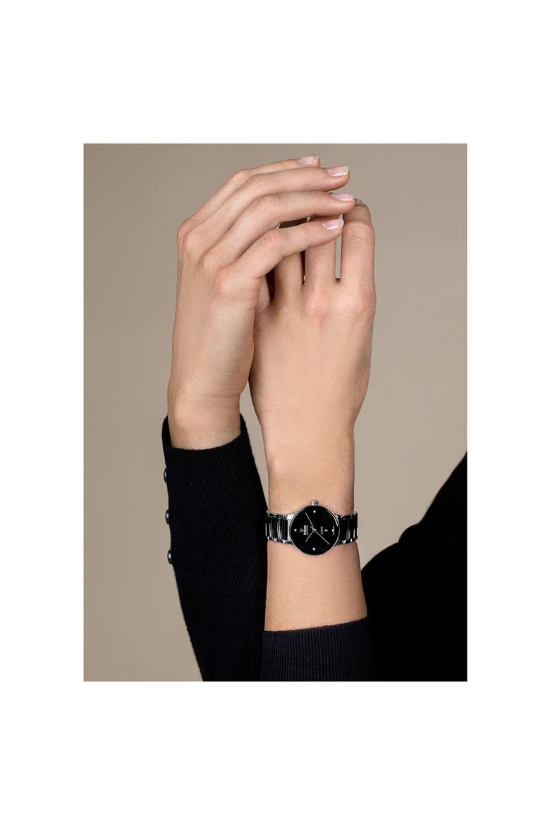 Centrix Diamond Bracelet Watch, 30.5mm, Alternate, color, BLACK