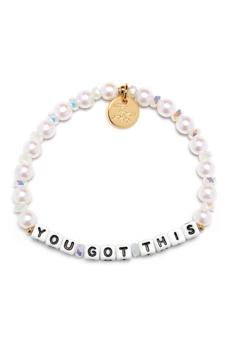 You Got This Beaded Stretch Bracelet, Main, color, WHITE