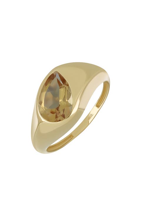 14K Gold Chunky Topaz Ring