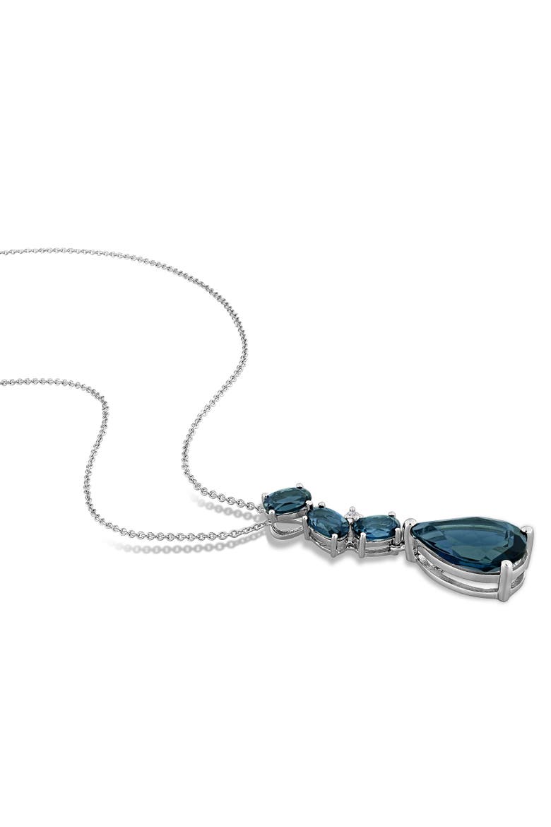 Blue Topaz & Diamond Drop Necklace 10k, Alternate, color, Blue Topaz
