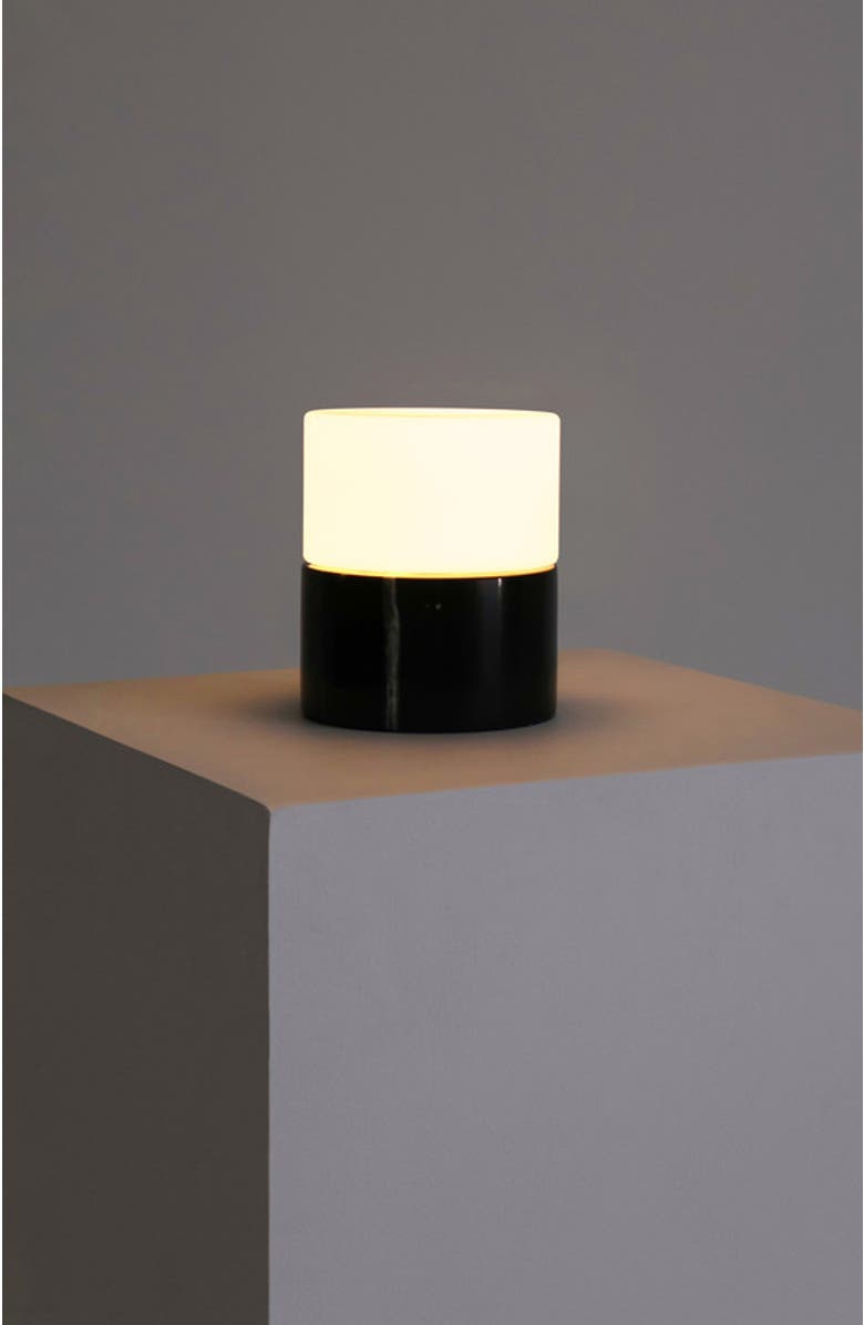 Brightech ZigZag 6" Crescent Moon Sculptural LED Desk Lamp with Marble and Glass, Rotatable Shade, Bulb Included, Alternate, color, Classic Black