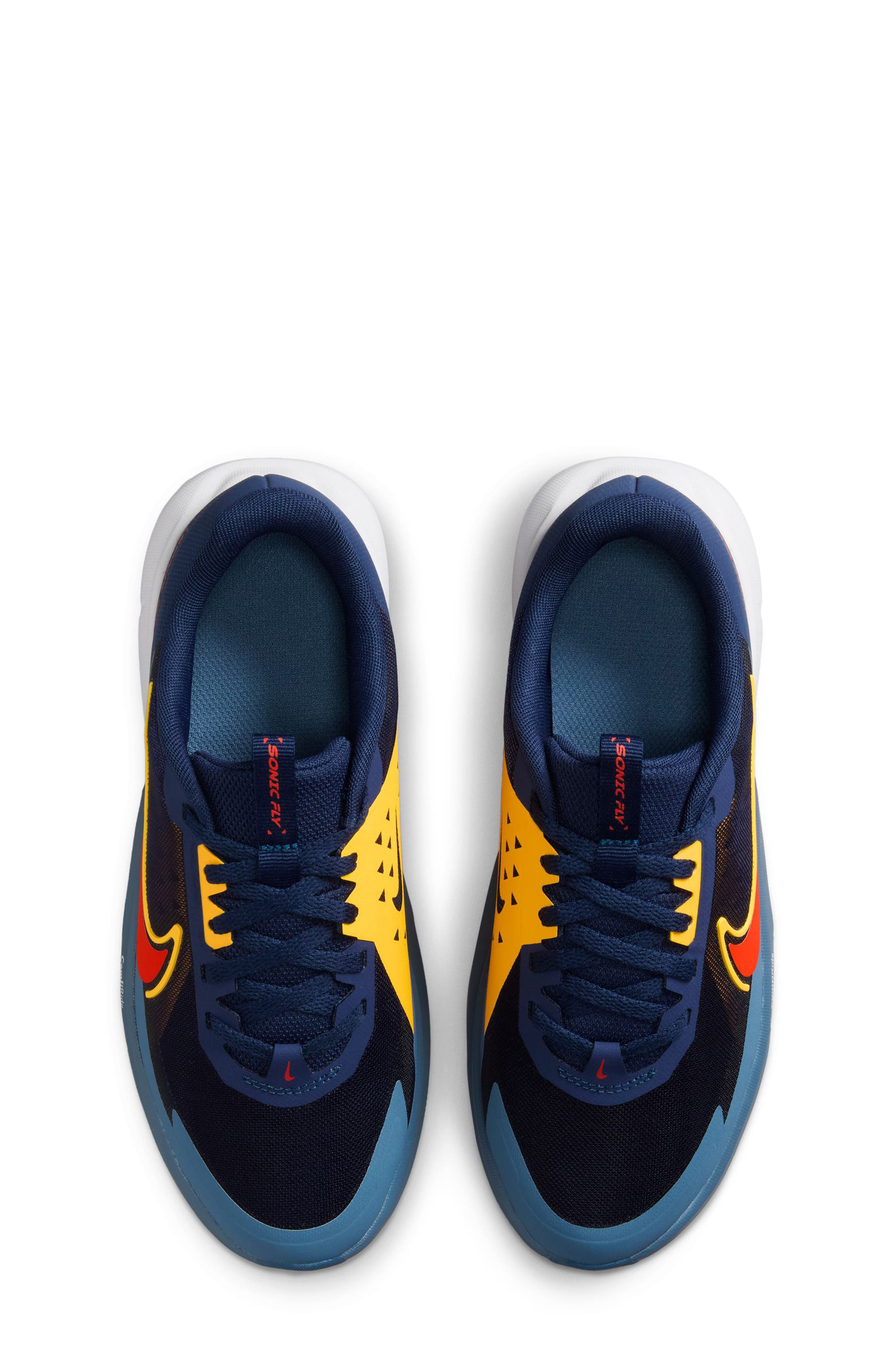 Nike Kids' Sonic Fly Running Shoe, Alternate, color, Navy/ Picante Red/ Orange