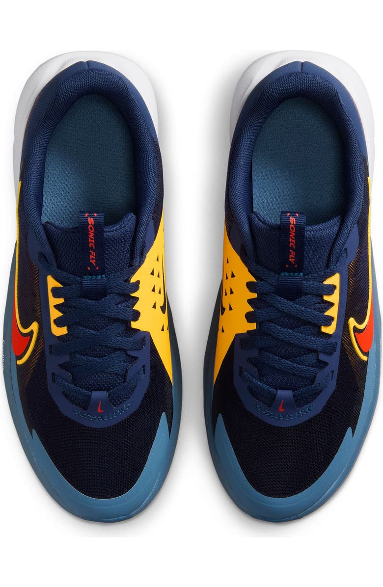 Nike Kids' Sonic Fly Running Shoe, Alternate, color, Navy/ Picante Red/ Orange