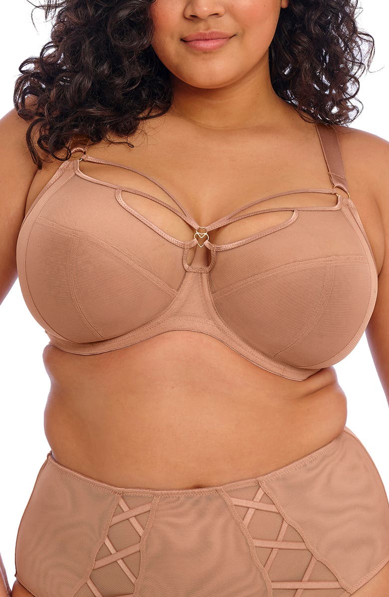 Elomi Sachi Full Figure Underwire Plunge Bra, Main, color, Cafe Au Lait