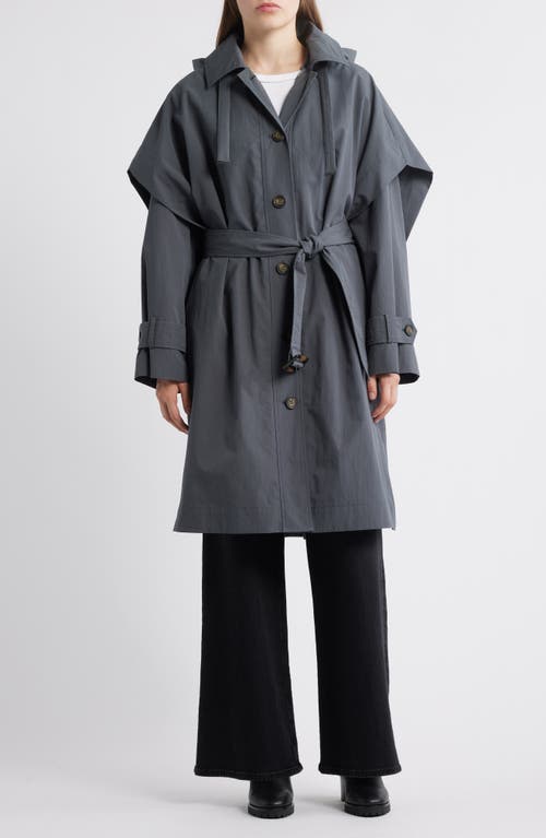 Bernardo Longline Belted Raincoat In Gray