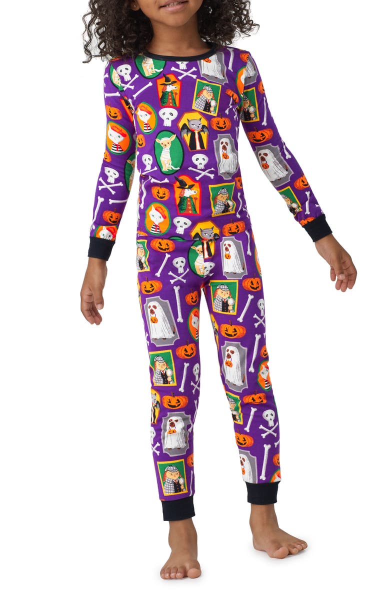 BedHead Pajamas Kids' Print Fitted Organic Cotton Jersey Two-Piece Pajamas, Alternate, color,