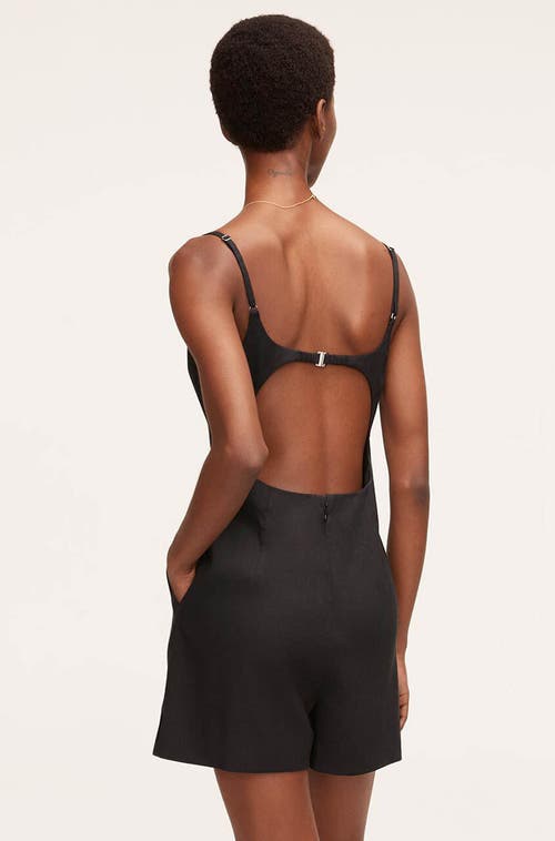 Rebecca Taylor Stretch Linen Skirted Romper In Black