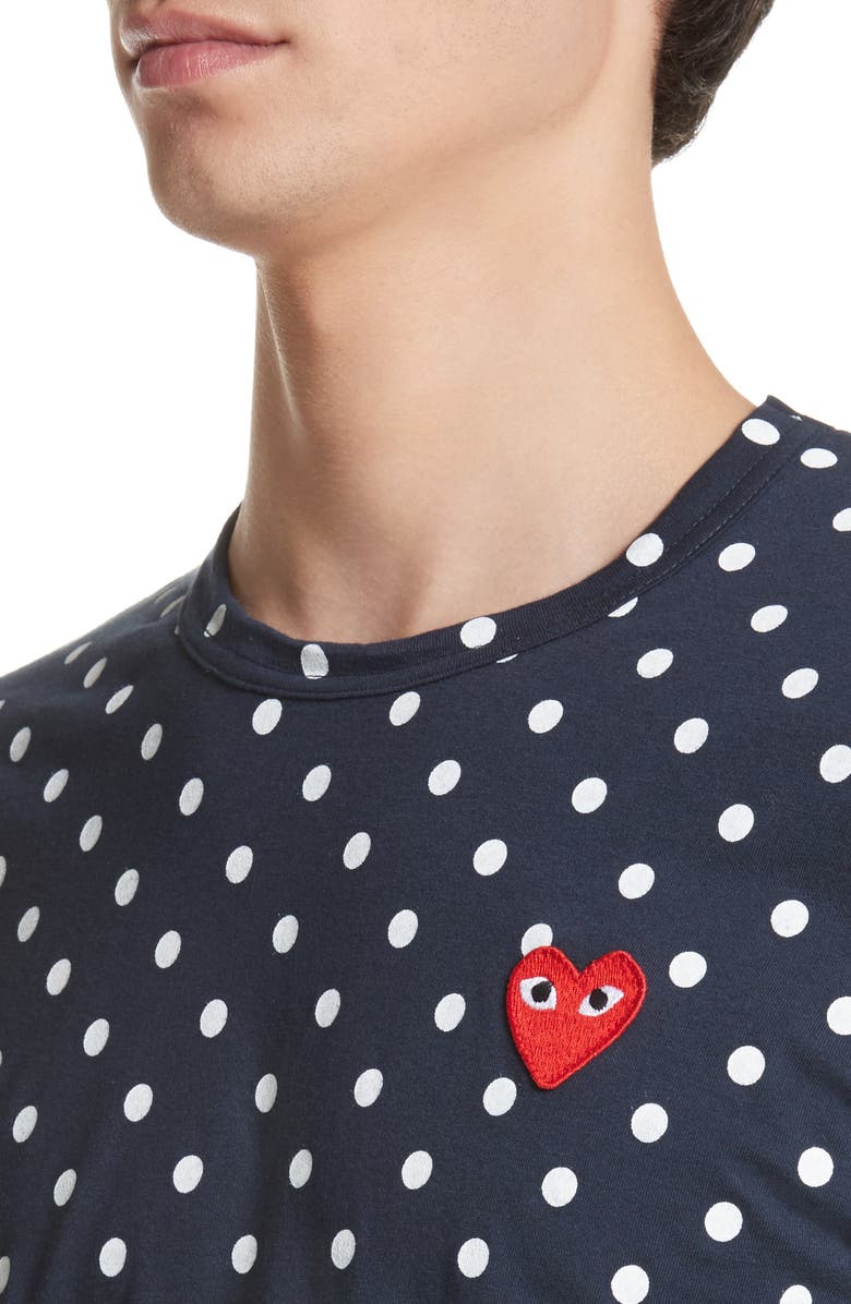 Comme des Garçons PLAY Dot Print Long Sleeve Crewneck T-Shirt, Alternate, color,