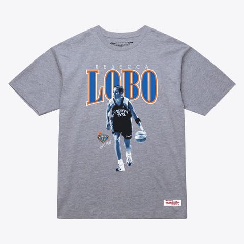 Unisex Mitchell & Ness Rebecca Lobo Heather Gray New York Liberty Player Boyfriend T-Shirt - Court Origins