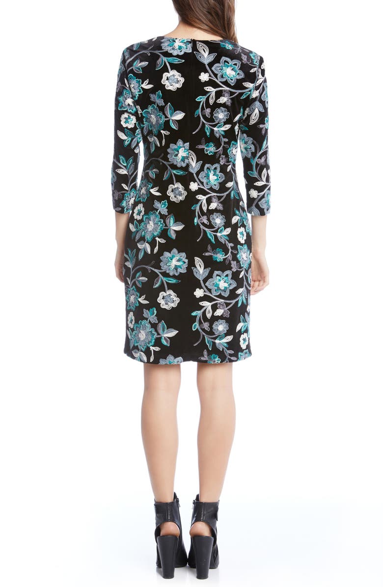 Karen Kane Embroidered Velvet Dress, Alternate, color, 