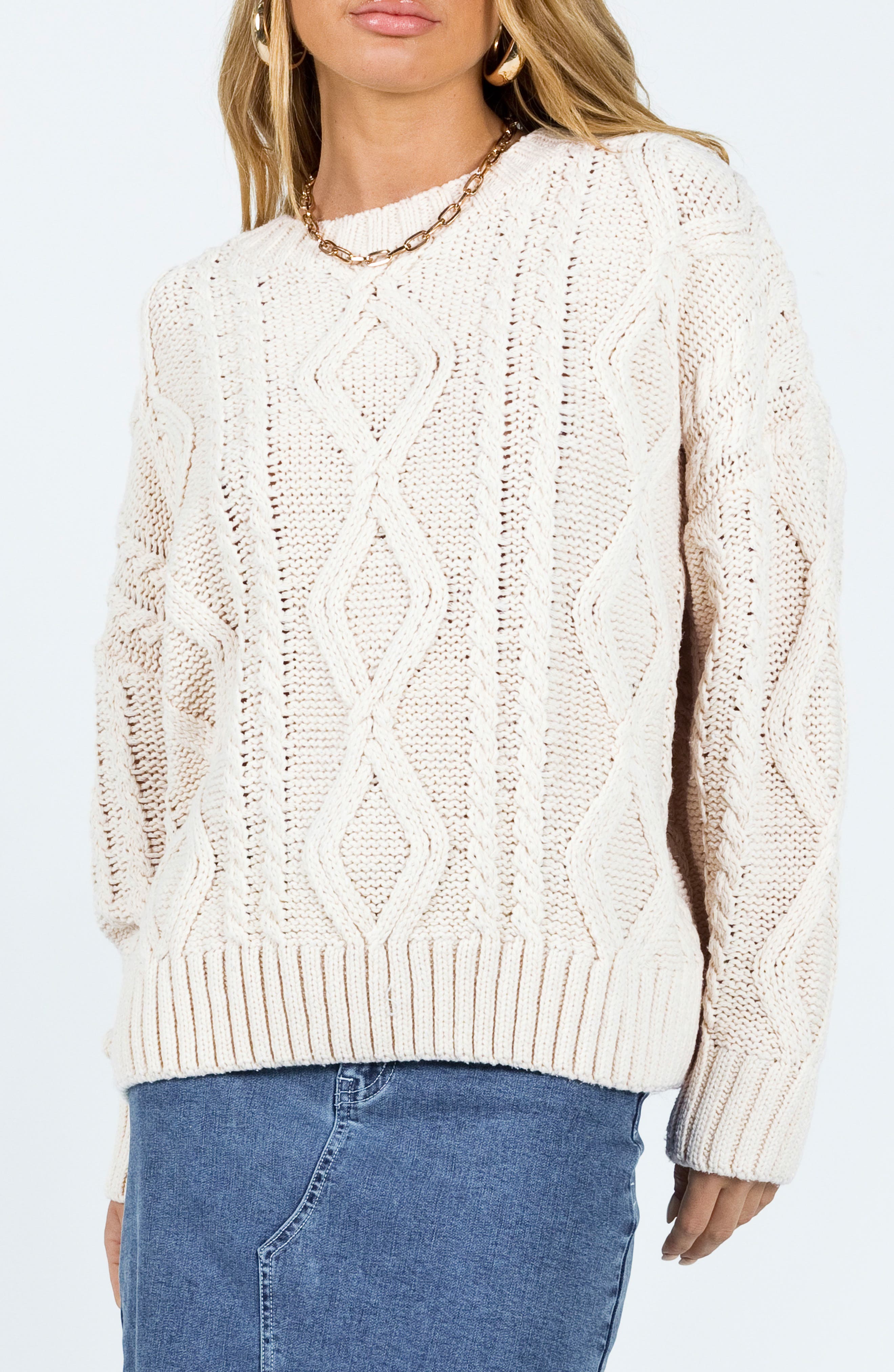 Princess Polly Anaya Oversize Cable Stitch Sweater