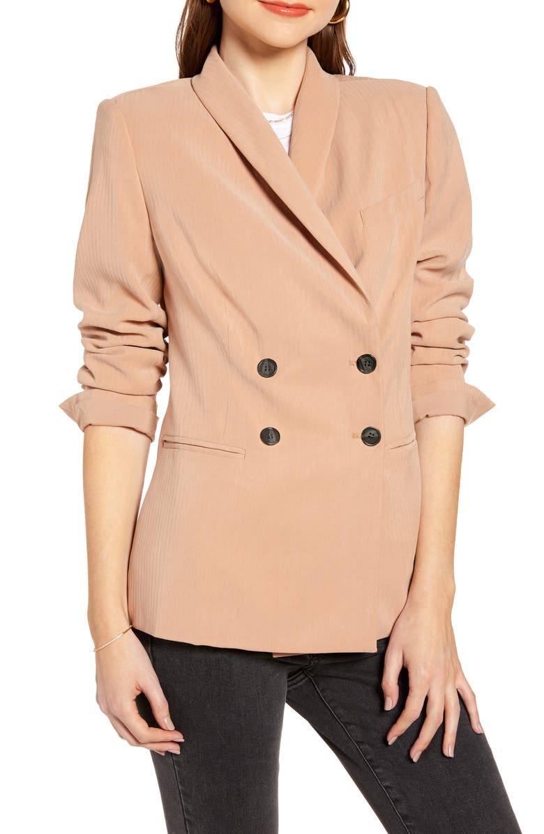 Something Navy Drapey Double Breasted Blazer, Alternate, color,