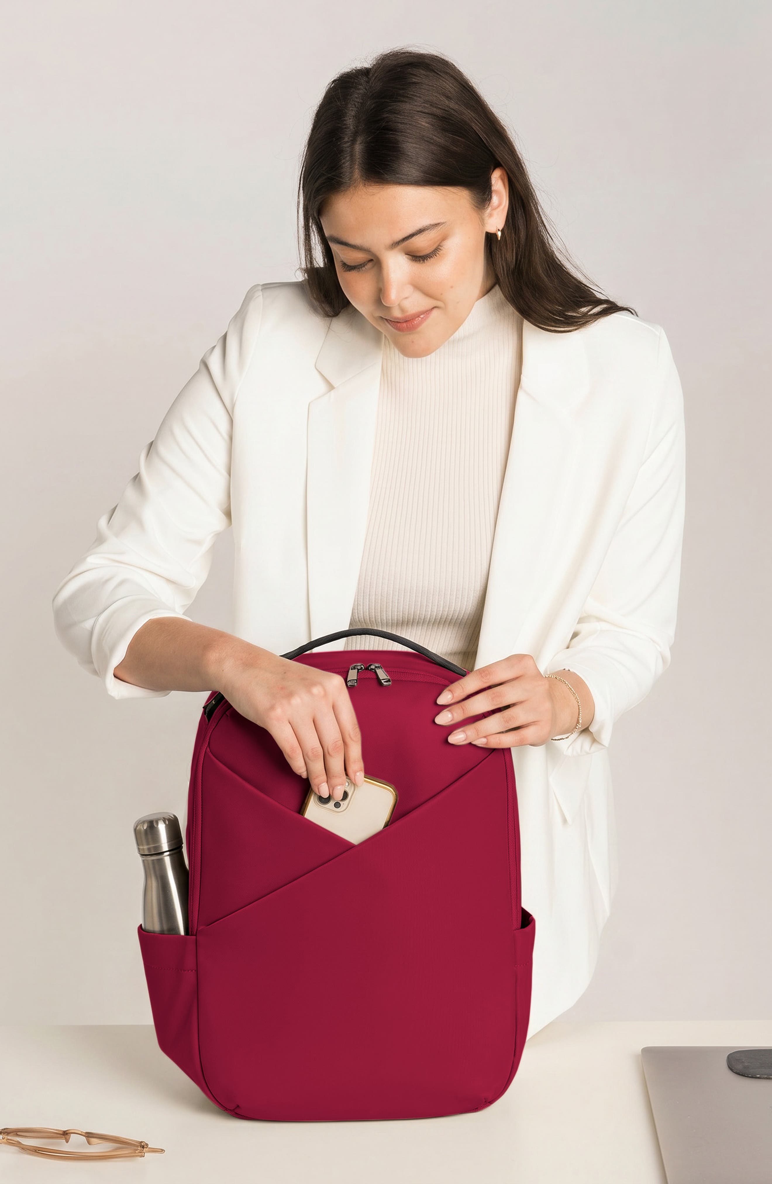Women's Origami 16-inch Laptop Backpack, Alternate, color, Crimson Red
