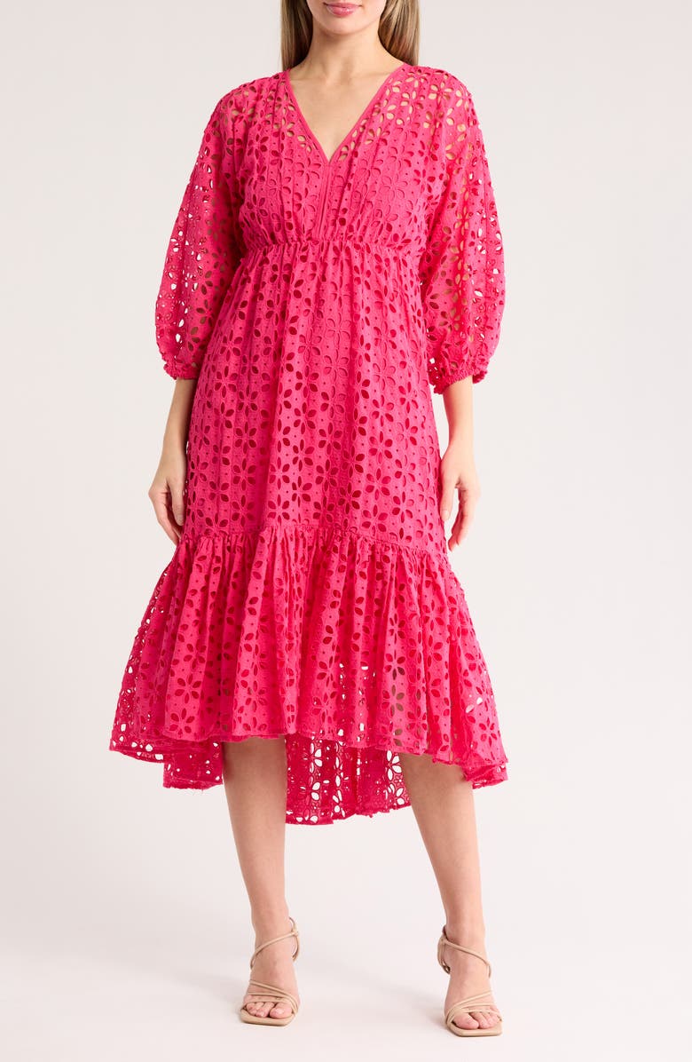 Trina Turk Golden Gate Cotton Eyelet Dress, Main, color,