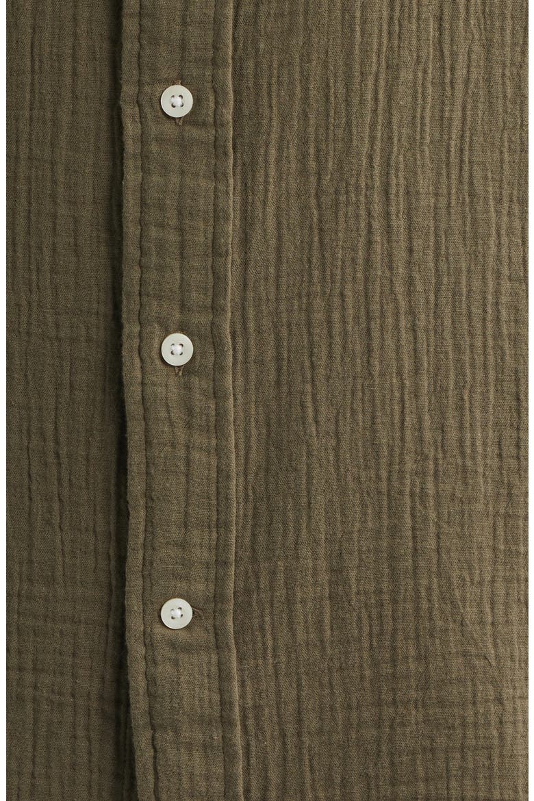 Duo Gauze Short Sleeve Cotton Button-Up Shirt, Alternate, color, OLIVE TUNDRA
