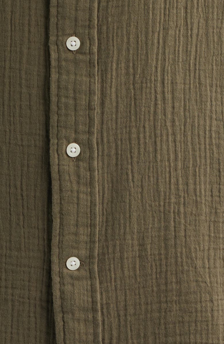 Nordstrom Duo Gauze Short Sleeve Cotton Button-Up Shirt, Alternate, color, Olive Tundra