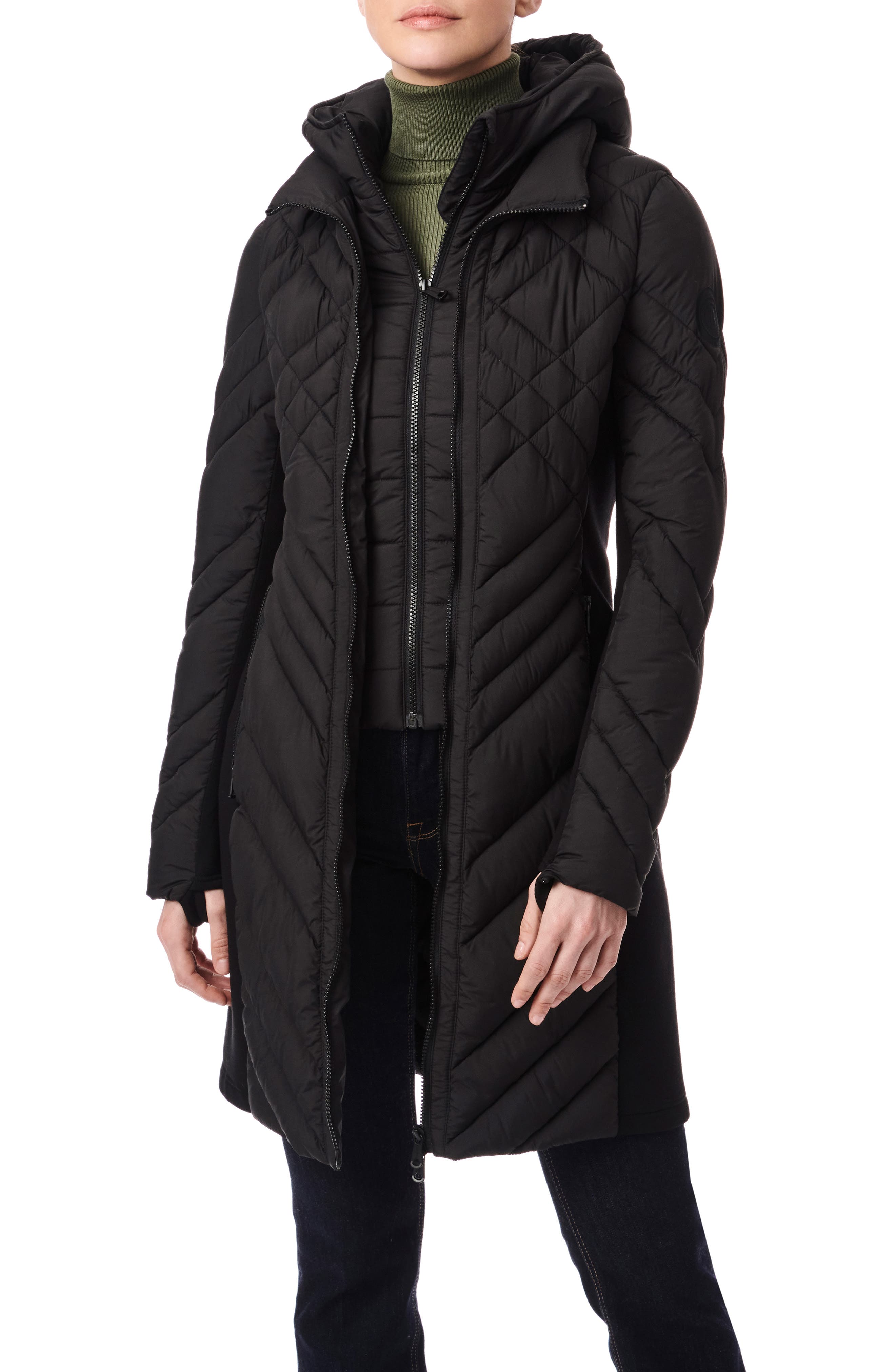 ladies quilted coat with hood