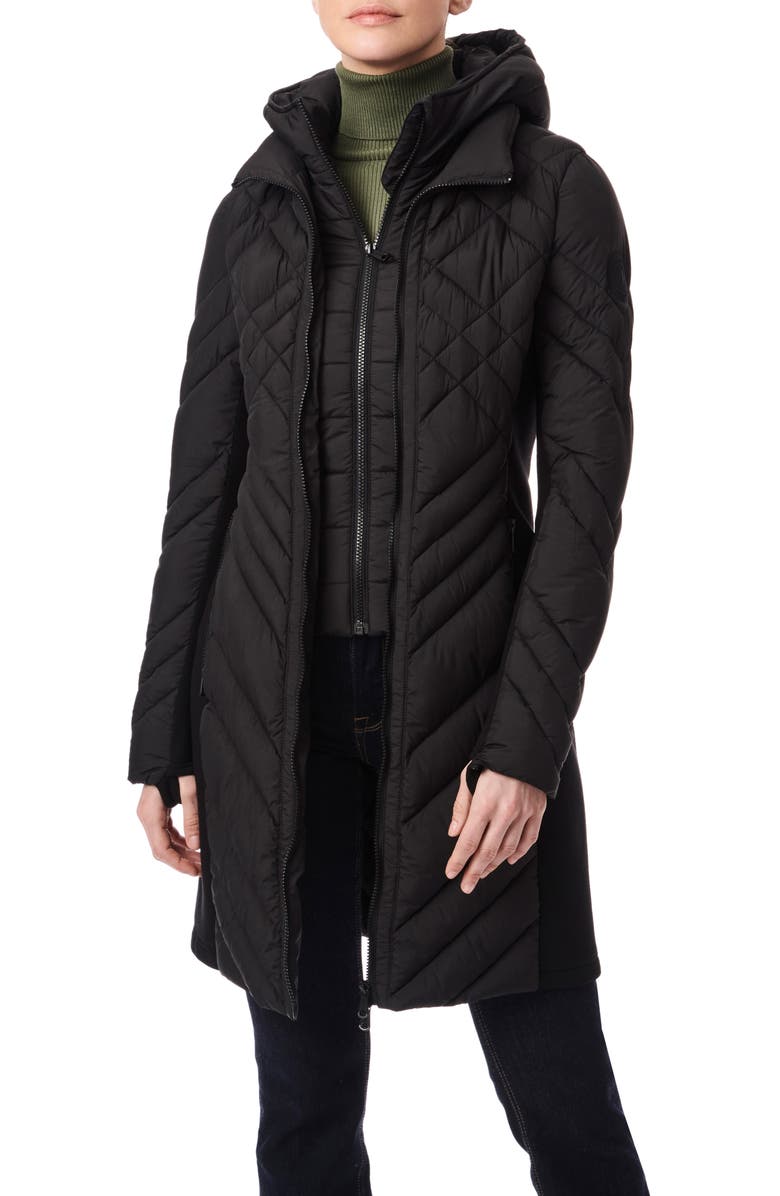 Bernardo Hooded Puffer Jacket, Main, color, Black