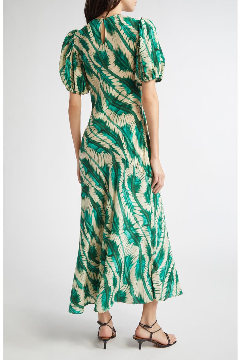Ines Puff Sleeve Silk Maxi Dress, Alternate, color, ACACIA