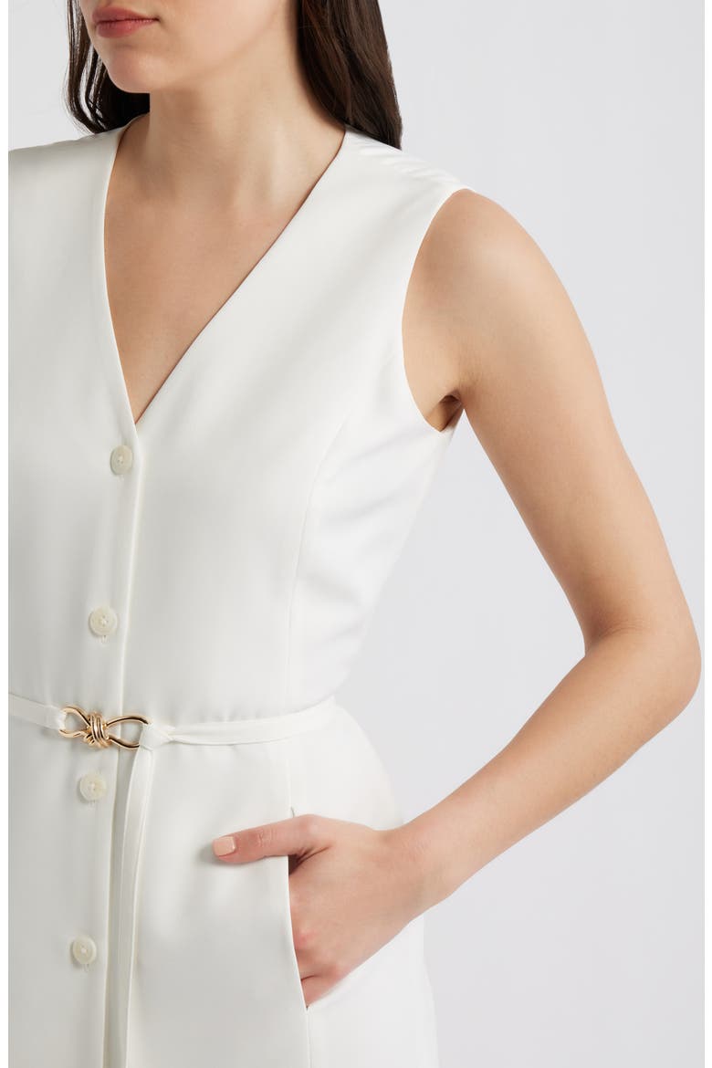 Sleeveless Belted Midi Dress, Alternate, color, IVORY