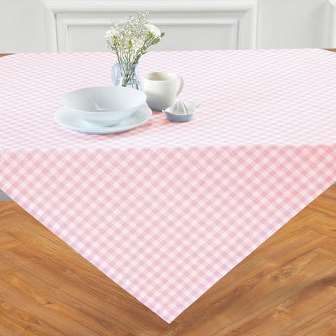 Linen Table Throw 52 x 52 Inch for Dining Table, Holiday and Everyday Table Decor - Gingham Check