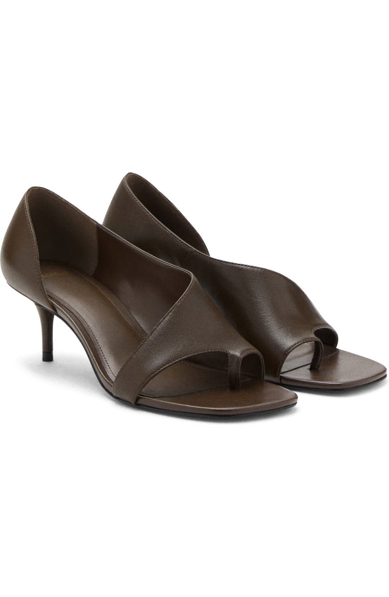 MANGO Asymmetric Leather Sandal, Main, color, Khaki Brown