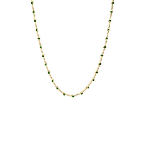 Colored CZ Stationed Bar Tennis Necklace