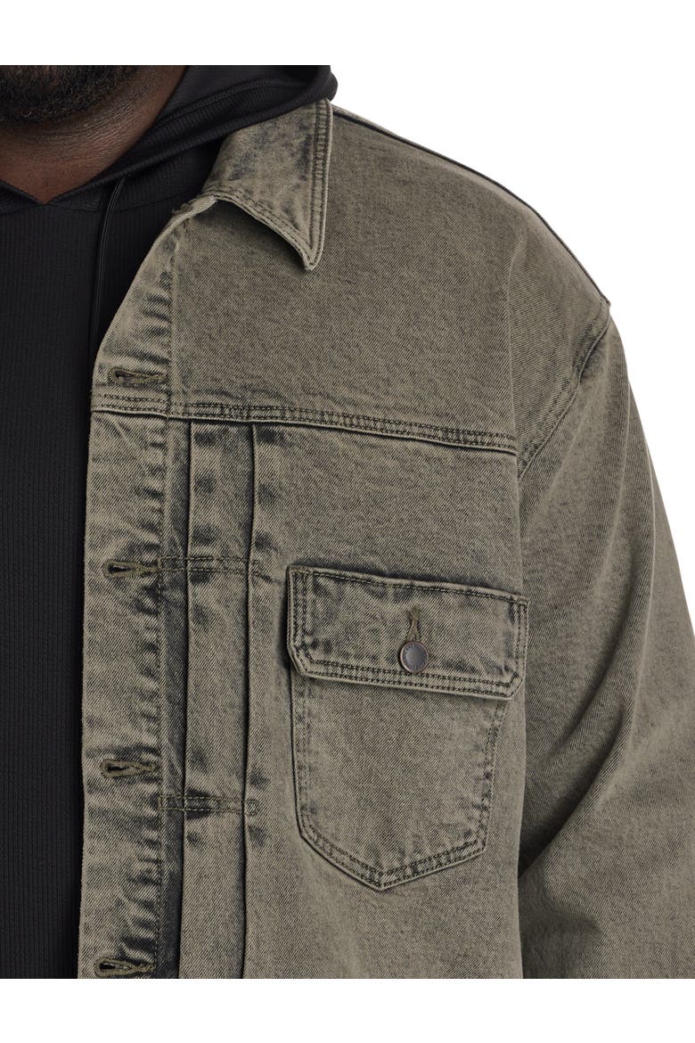 Big & Tall Overdyed Trucker Jacket, Alternate, color, CASTOR OLIVE
