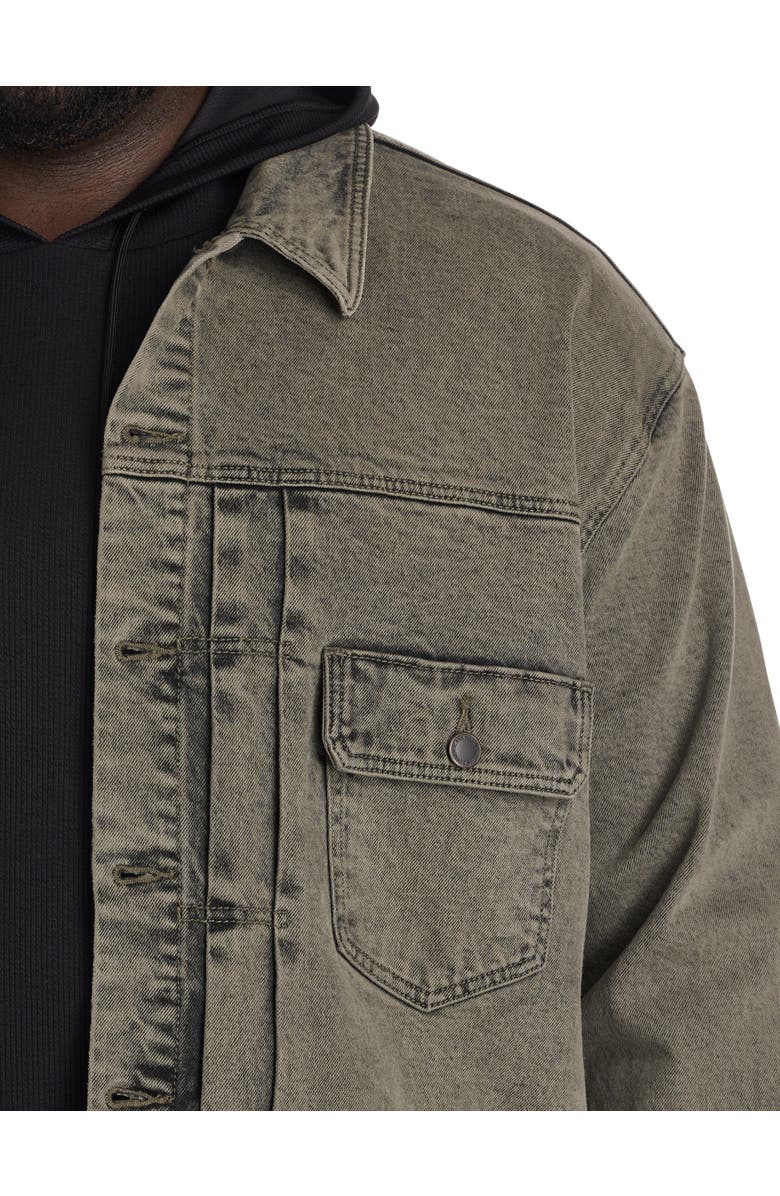 True Nation by DXL Big & Tall Overdyed Trucker Jacket, Alternate, color, Castor Olive