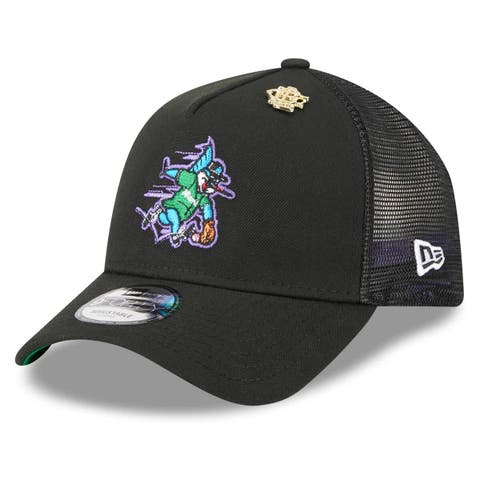 Men's New Era  Black Miami Marlins 2025 Big League Chew A-Frame 9FORTY Adjustable Trucker Hat