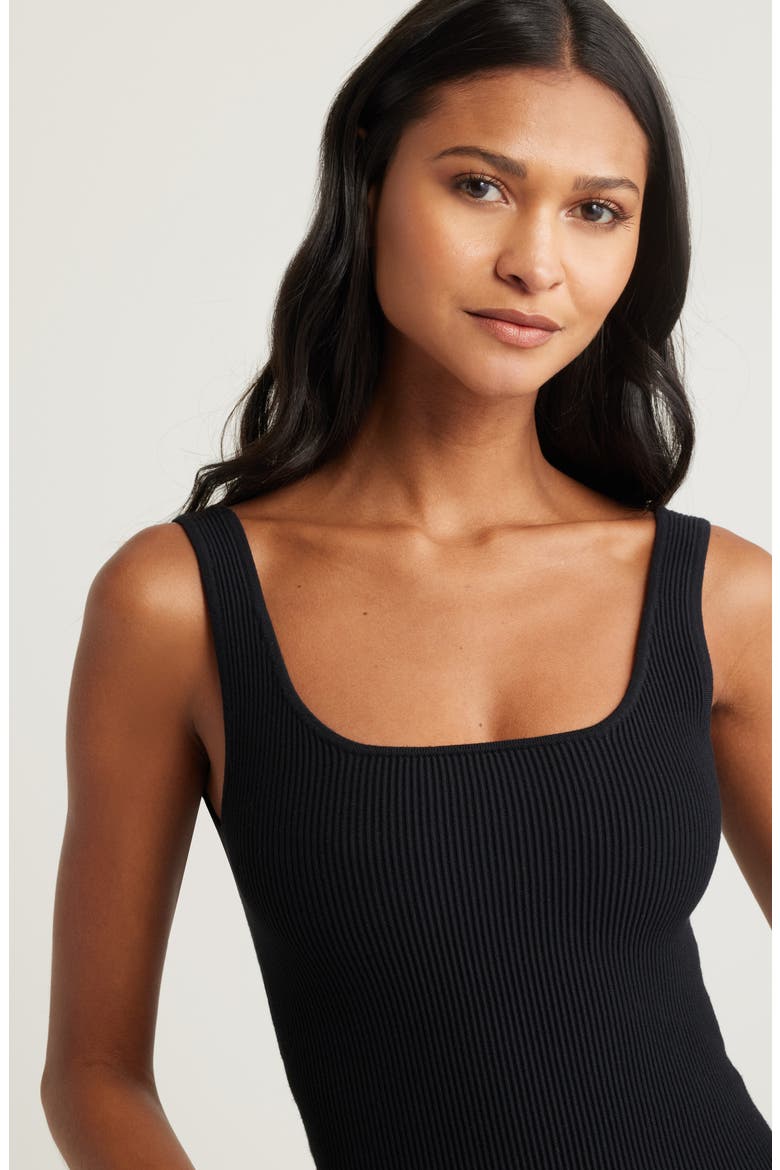 Luxe Sculpt Rib Tank, Alternate, color, BLACK
