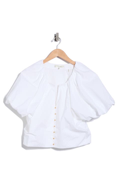 Dramatic Balloon-Sleeved Cotton Top